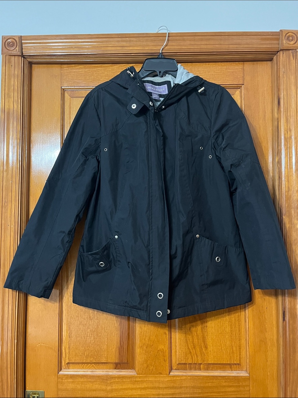 Laura Scott Black Hooded Utility Jacket